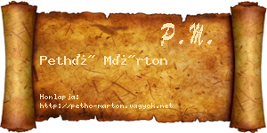 Pethő Márton névjegykártya